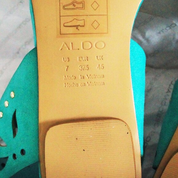 ALDO Teal Green Flat Sandal Ankle Strap New in Box Shoes Lillywhite Size 7 - Picture 6 of 7